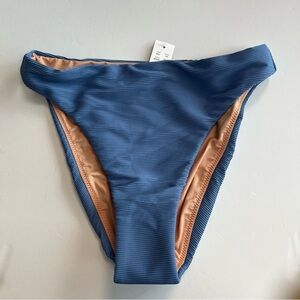 J. Crew Ribbed high-rise cheeky bikini swim bottom Ladies size xs blue